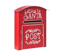 Beliani Boîtes aux Lettres pour Père Noël en Métal Accessoire Décoration Intérieur Extérieur Rouge Espoo