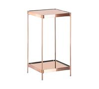 Beliani Bout de Canapé Haut Sellette en Métal Cuivré et Verre de Sécurité Finition Brillante et Design au Style Glamour pour Chambre ou Salon Tendance