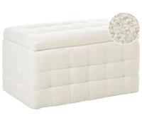 Beliani Bout de Lit 72 x 42 cm en Velours avec Rangement Capitons Bou lanc Doux Michigan