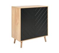 Beliani Buffet 2 Portes MDF et Placage Effet Bois Clair et Noir Rangement Chambre Bristow