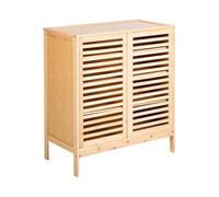 Beliani Buffet à Chaussures 2 Portes Coulissantes avec Étagères Rangement Style Boho en Bambou Bois Clair Midwood