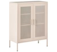 Beliani Buffet de Bureau Moderne en Acier Style Industriel 2 Portes 3 Étagères Beige Clair Wakatipu