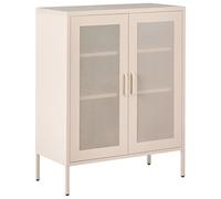 Beliani Buffet de Bureau Moderne en Acier Style Industriel 2 Portes 3 Étagères Beige Wakatipu
