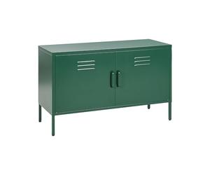 Beliani Buffet en Métal Vert à 2 Portes à Fentes 1 Etagère Mobilier de Bureau Industriel Uria