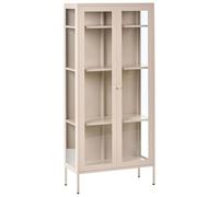 Beliani Buffet Haut en Métal à 2 Portes en Verre Style Industriel Moderne Beige Clair Harty