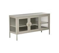 Beliani Buffet Industriel en Métal à 3 Portes en Verre Cannelé Étagères Beige Clair Gleora