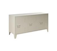 Beliani Buffet Industriel Moderne en Acier 3 Portes Étagères Réglables Beige Cardiff