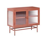 Beliani Buffet Moderne Acier Verre Cannelé 2 Portes Étagères Réglables Marron Doré Devon