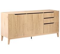 Beliani Buffet Moderne en MDF Pieds en Bois avec Tiroirs et Étagères Meuble de Salon Marron Clair Moncton