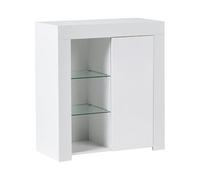Beliani Buffet Moderne LED en MDF avec Porte Armoire Meuble de Salon Chambre Blanc Kamloops