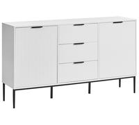 Beliani Buffet Moderne Minimaliste en MDF avec Pieds en Métal et 2 Portes et Tiroirs Meuble de Salon Chambre Blanc Leduc