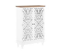 Beliani Buffet Rustique en MDF Façades Ajourées 2 Portes Pieds en Pin Blanc Katherine