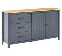 Beliani Buffet Scandinave avec Étagères et Tiroirs en Bois de Pin Rangement Salon Bleu Foncé Leonora
