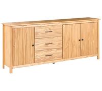 Beliani Buffet Scandinave avec Étagères et Tiroirs en Bois de Pin Rangement Salon Marron Clair Leonora