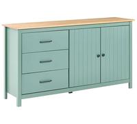 Beliani Buffet Scandinave avec Étagères et Tiroirs en Bois de Pin Rangement Salon Vert Leonora