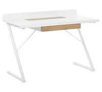 Beliani - Bureau 1 Tiroir - Focus - en MDF et Métal, Blanc et Bois Clair