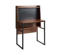 Beliani Bureau à Domicile avec Étagères de Rangement et Panneau Perforé Marron Foncé Buxton