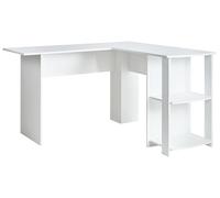 Beliani Bureau d'angle Moderne avec Étagères Ouvertes et Plateau en L Blanc Snyder