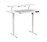 Beliani Bureau Électrique Réglable en Hauteur Moderne Scandinave Structure et Pieds en Acier 120 x 60 cm Fonction Assis-Debout avec Port USB et Tapis de Souris Blanc Wilbanks