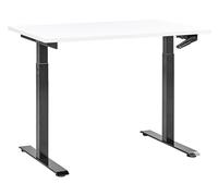 Beliani Bureau Hauteur Réglable Manuellement Design Moderne Pieds Carrés 120 x 72 cm Plateau Blanc et Cadre Acier Noir DESTINES