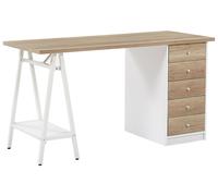 Beliani - Bureau - Heber - 140 x 60 cm, en Panneau de Particules et Métal, Bois