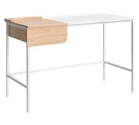 Beliani Bureau Minimaliste en Panneaux de Particules 120 x 60 cm Pieds en Fer avec Tiroir Blanc Ocate