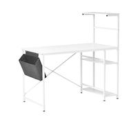 Beliani Bureau Moderne Scandinave Structure et Pieds en Fer Thermolaqué Plateau en MDF Espace de Rangement Blanc Aramingo