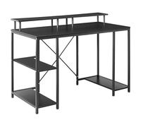 Beliani Bureau Moderne Structure et Pieds en Fer Thermolaqué Plateau en MDF Espace de Rangement 3 Étagères Noir Caddo