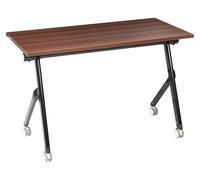 Beliani Bureau Pliant Moderne Structure en Métal Rectangulaire à roulettes Mobile 120 x 60 cm Marron Foncé et Noir Bendi