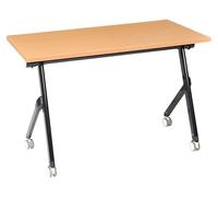 Beliani Bureau Pliant Moderne Structure en Métal Rectangulaire à roulettes Mobile 120 x 60 cm Marron et Noir Bendi