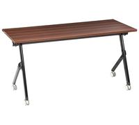 Beliani Bureau Pliant Moderne Structure en Métal Rectangulaire à roulettes Mobile 160 x 60 cm Marron Foncé et Noir Bendi