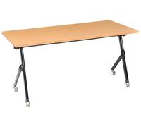 Beliani Bureau Pliant Moderne Structure en Métal Rectangulaire à roulettes Mobile 160 x 60 cm Marron et Noir Bendi