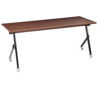 Beliani Bureau Pliant Moderne Structure en Métal Rectangulaire à roulettes Mobile 180 x 60 cm Marron Foncé et Noir Bendi