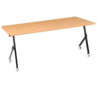 Beliani Bureau Pliant Moderne Structure en Métal Rectangulaire à roulettes Mobile 180 x 60 cm Marron et Noir Bendi