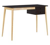 Beliani Bureau Scandinave 1 Tiroir 106 x 48 cm avec Structure en MDF et Bois de Couleurs Bois Clair et Noir Idéal pour Pièce au Style Minimaliste