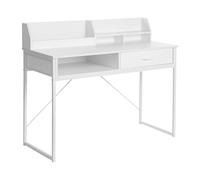 Beliani Bureau Scandinave en MDF Pieds en Métal 110 x 50 cm avec Tiroir et Étagère Espace de Rangement Blanc Zyra