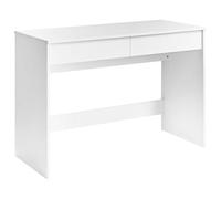 Beliani Bureau Scandinave en Panneaux de Particules 110 x 50 cm Pieds Larges 2 Étagères Blanc Rondane