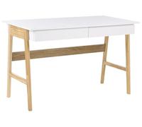 Beliani Bureau Scandinave Minimalise en Bois 110 x 50 cm avec Tiroirs de Rangement Beige Clair Johnson
