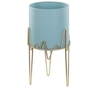 Beliani Cache-Pot de Fleurs sur Pieds en Acier Bleu et Doré pour Plantes et Fleurs Décoration Salon Glamour