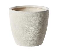 Beliani Cache-Pot d'Extérieur Ovale 36 x 36 x 32 cm en Fibre d'argile Blanc Cassé Kannia