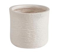Beliani Cache-Pot d'Extérieur Rond 26 x 26 x 25 cm en Fibre d'argile Beige Samos