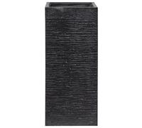 Beliani Haut Cache-Pot Noir Carré 26 x 26 x 60 cm Pot de Fleurs Robuste en Mélange de Fibres au Design Moderne Idéal pour Extérieur et Intérieur