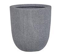 Beliani Cache-Pot Pot à Plantes Rond 31 cm Gris Résistant aux Intempéries Parfait pour Intérieur et Extérieur au Style Moderne et Scandinave
