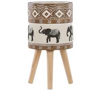 Beliani Cache-Pot Support Plantes avec 3 Pieds en Bois 25 cm de Diamètre Motif Éléphants Peint à la Main Idéal à la Fois pour Extérieur et Intérieur