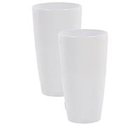 Beliani Cache-Pots Blancs en Fibres de Verre Pierre et Résine 32 cm Diamètre Lisse Tseria