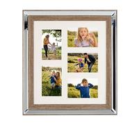 Beliani Cadre Pêle-mêle Multivues pour 5 Photos 10 x 15 Effet Miroir et Bois Foncé Accessoire Parfait pour Décorer les Murs de votre Maison