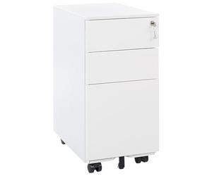 Beliani Caisson de Bureau en Métal Blanc avec roulettes Pratiques et 3 Tiroirs Spacieux Vérouillable avec Clef Idéal pour Rangement de Vos Dossiers
