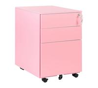Beliani Caisson de Rangement à roulettes avec 3 Tiroirs en Acier Rose Industriel Cami
