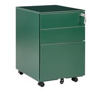 Beliani Caisson de Rangement à roulettes avec 3 Tiroirs en Acier Vert Industriel Cami