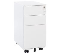 Beliani Caisson de Bureau en Métal Blanc avec roulettes Pratiques et 3 Tiroirs Spacieux Vérouillable avec Clef Idéal pour Rangement de Vos Dossiers